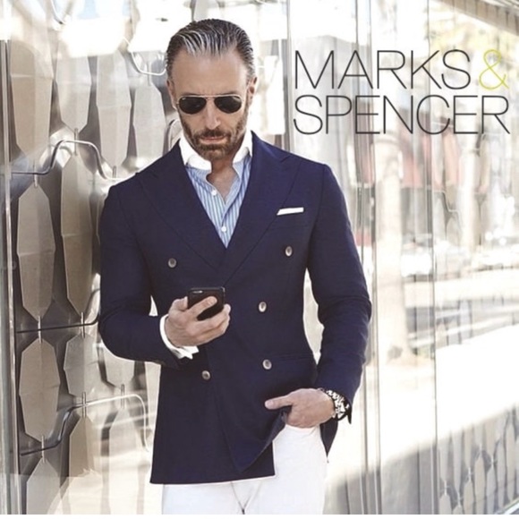 Marks & Spencer Double Breasted Navy BlazerEU size 50 US size 40R 100% wool